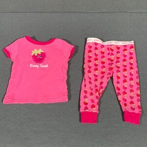 Faded Glory Baby Girl 6-9M Organic Cotton Strawberry Pajama Set Pink FIG11735K
